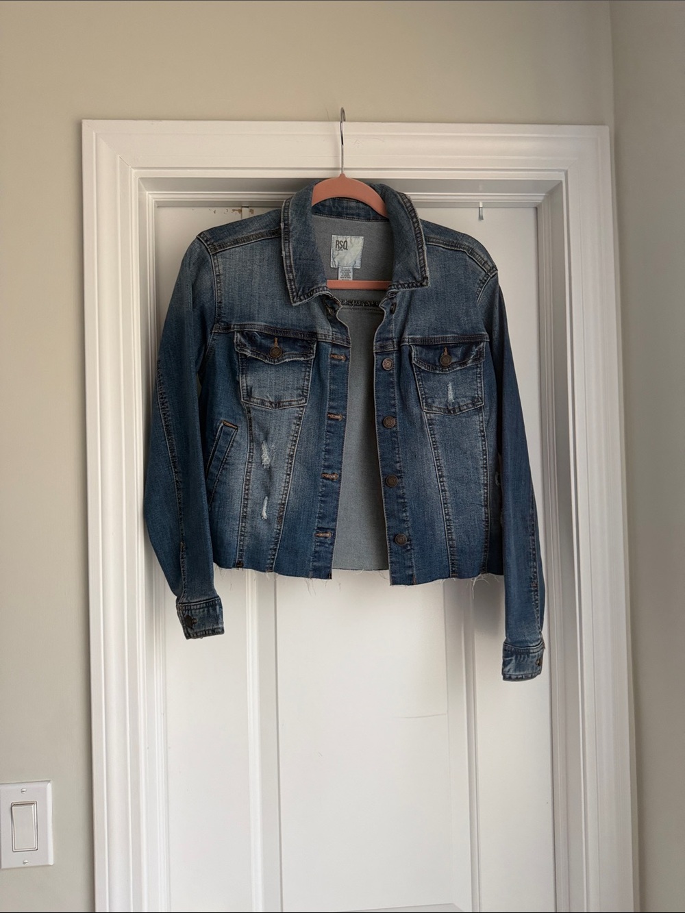 RSQ Blue Washed Cropped Denim Jacket